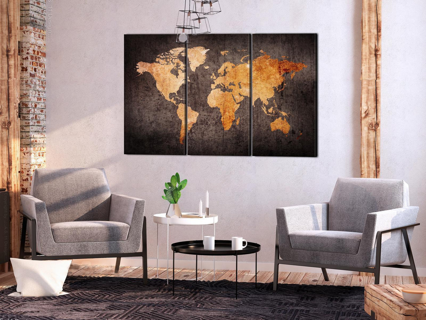 Schilderij - Chestnut World Map