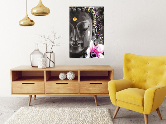 Doe-het-zelf op canvas schilderen - Buddha and Flower