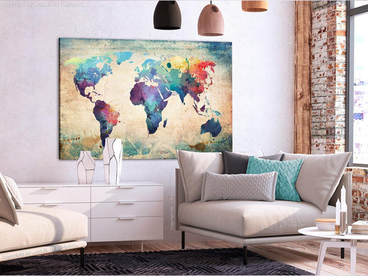 Image on cork - Colorful World Map [Cork Map] 
