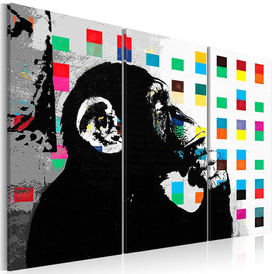 Schilderij - The Thinker Monkey by Banksy