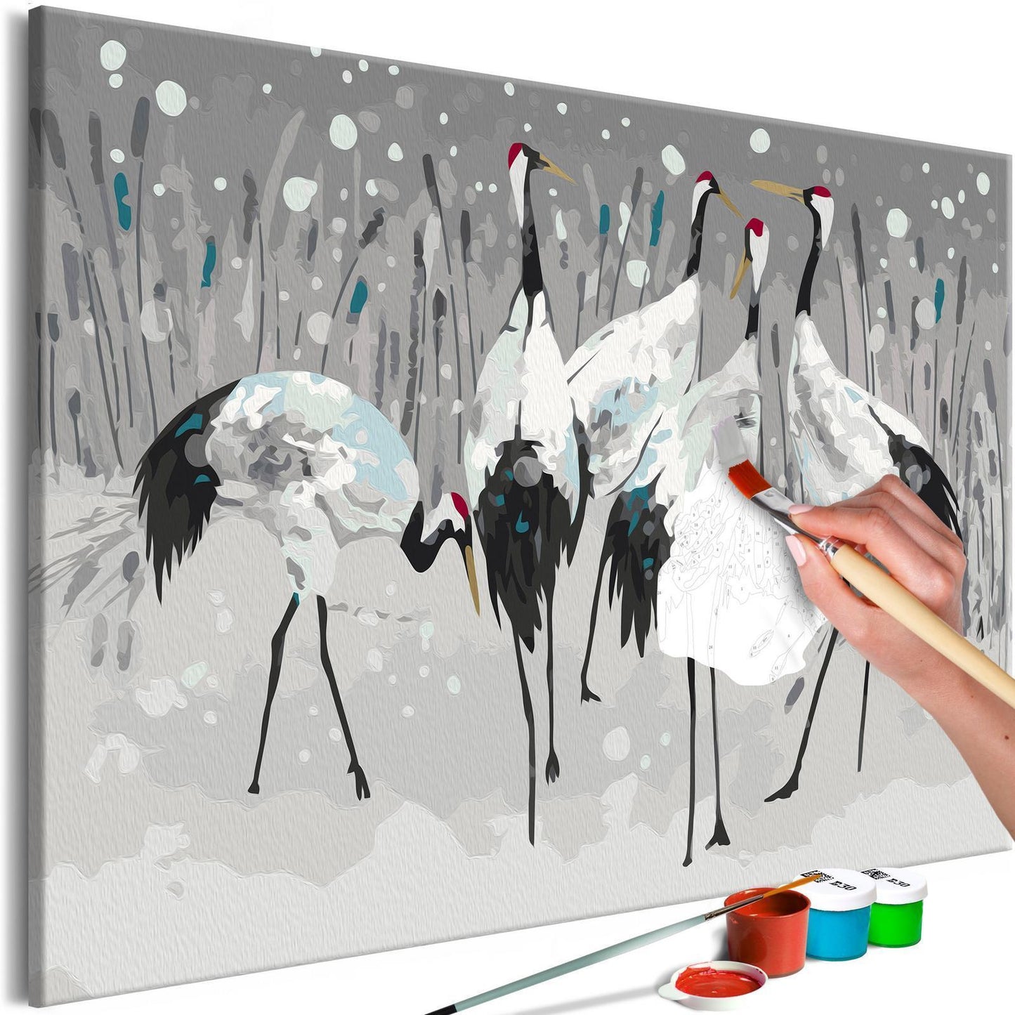 DIY painting on canvas - Stork Family 
