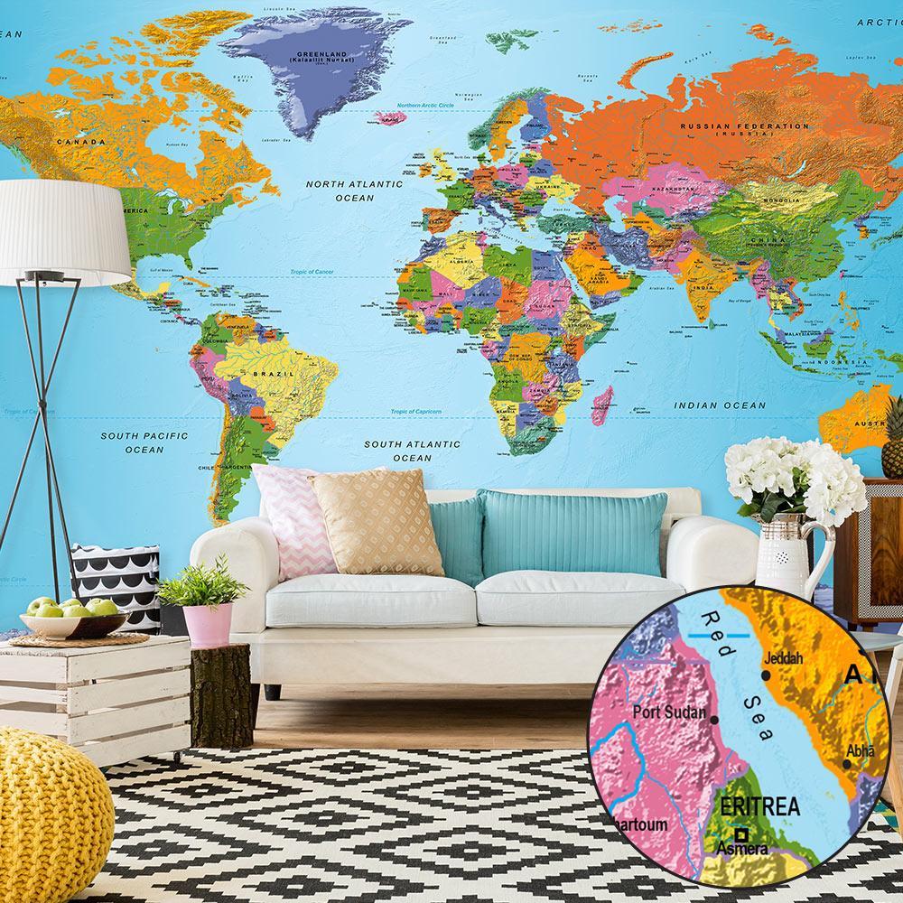 Fotobehang XXL - World Map: Colourful Geography II