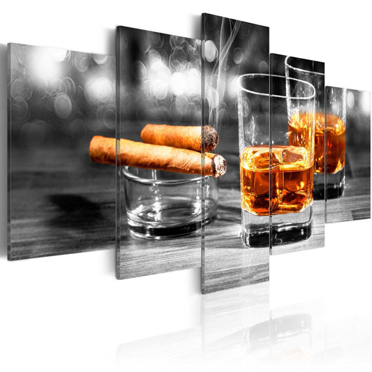 Schilderij - Cigars and whiskey