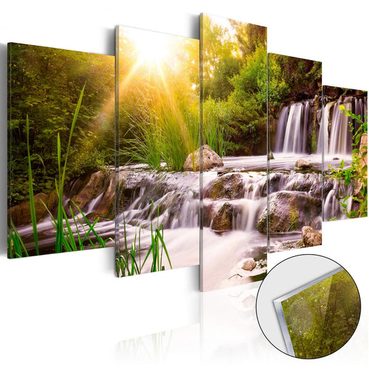 Bild auf Acrylglas - Waldwasserfall [Glas]