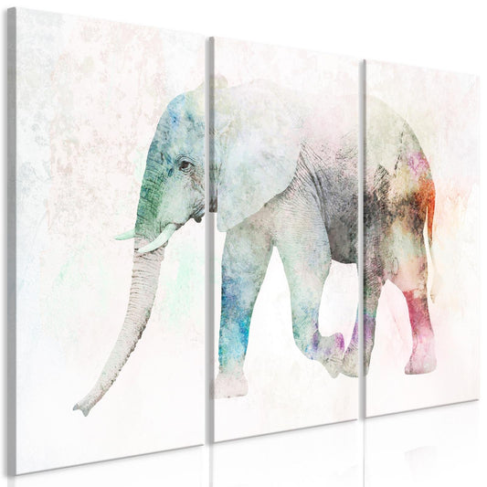 Schilderij - Painted Elephant (3 Parts)