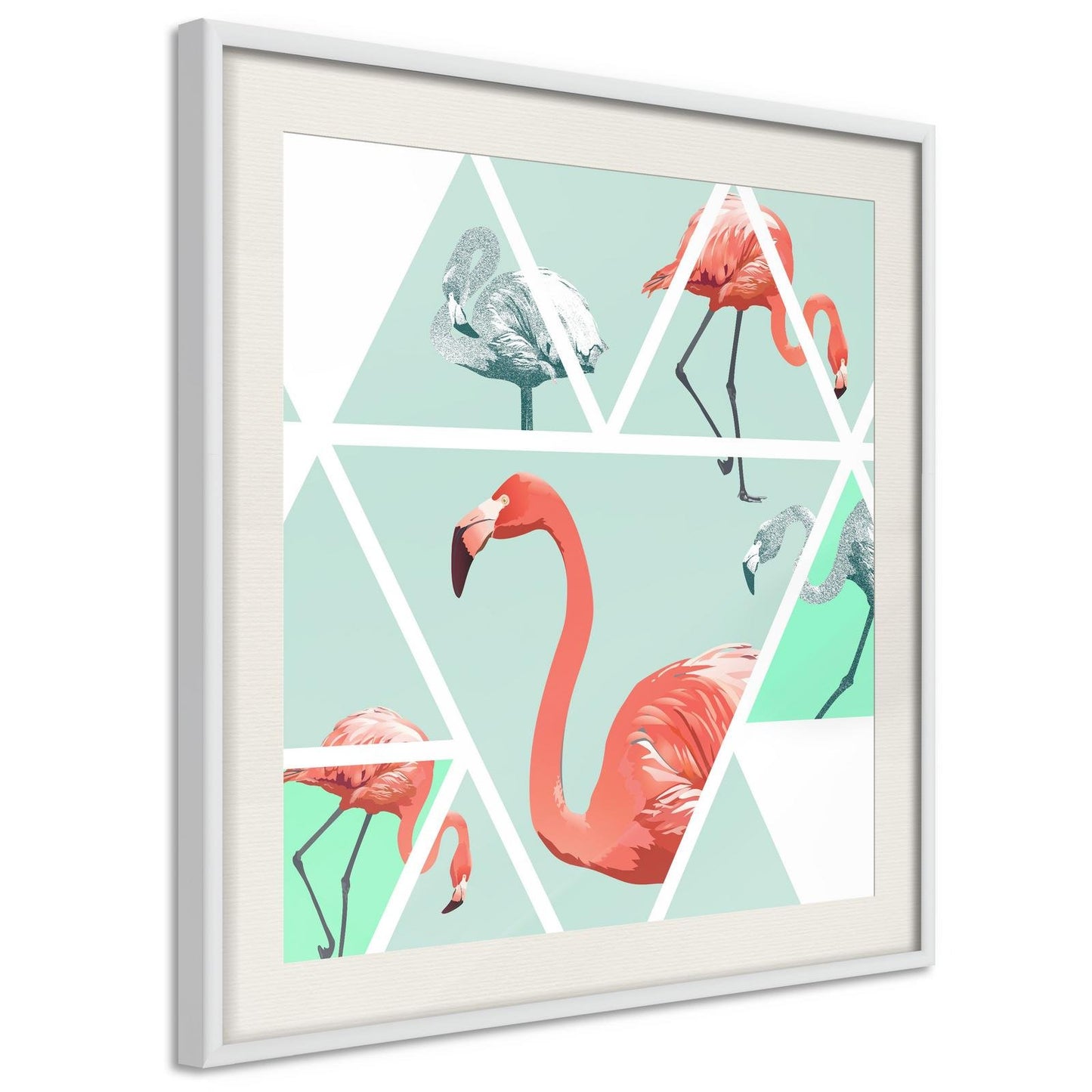 Tropical Mosaic with Flamingos (Square)
