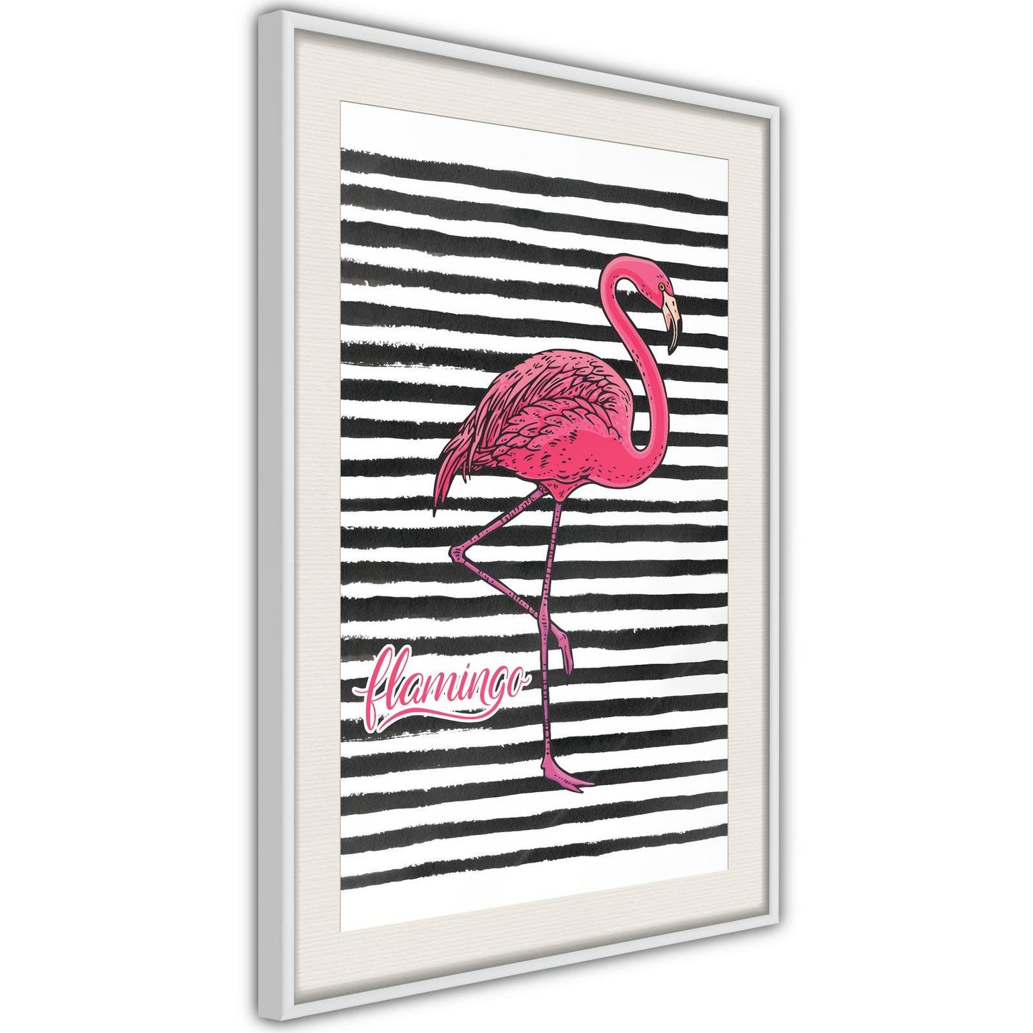 Flamingo auf gestreiftem Hintergrund