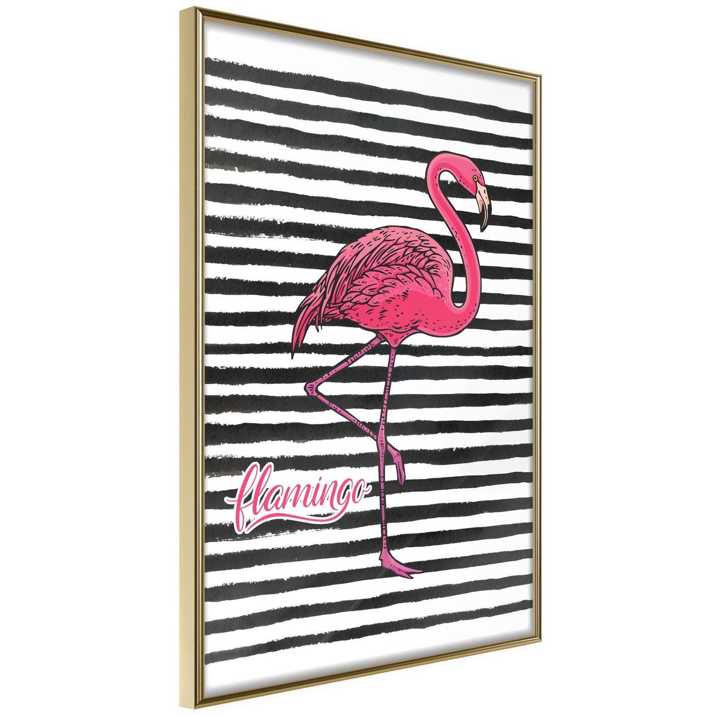 Flamingo auf gestreiftem Hintergrund