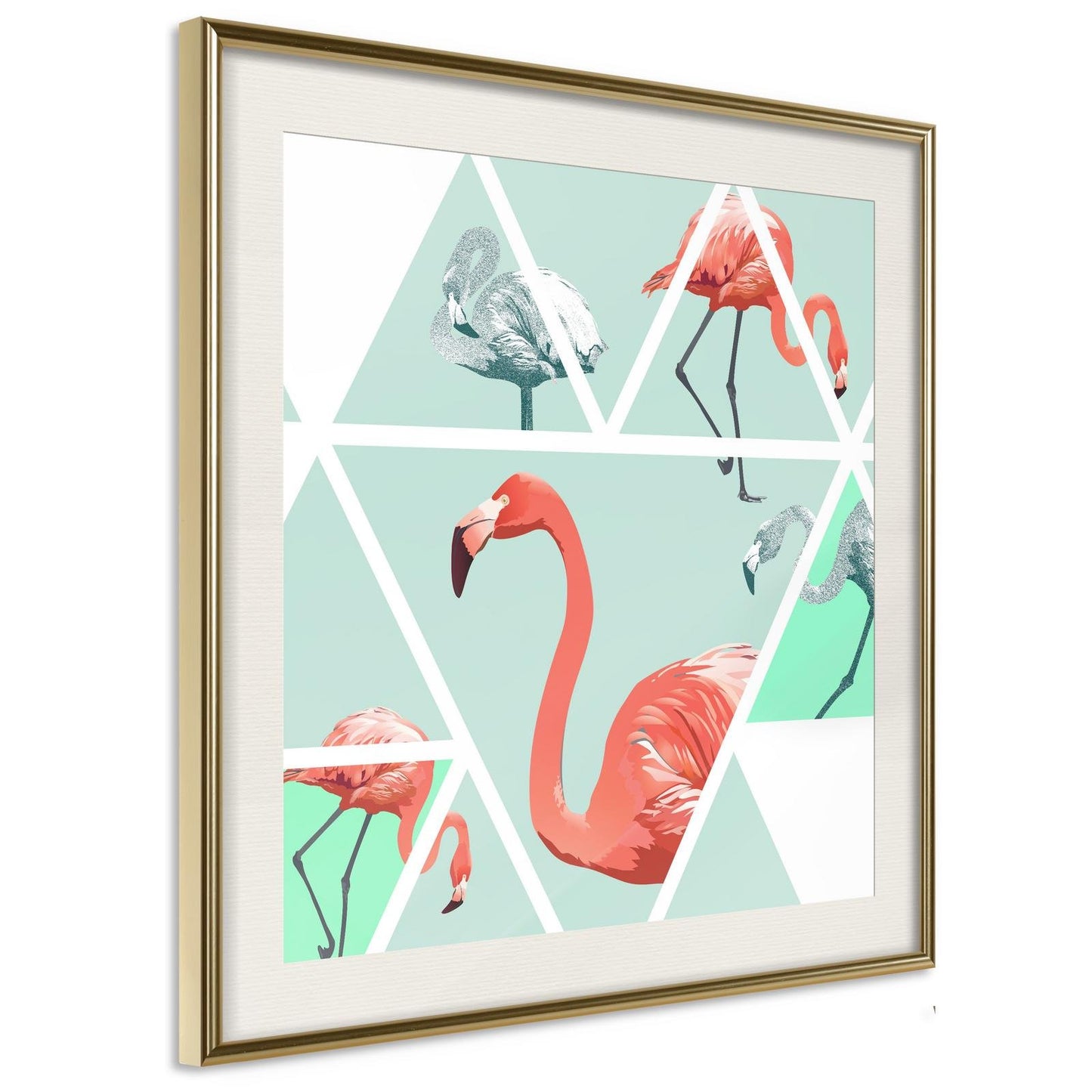 Tropisches Mosaik mit Flamingos (Quadrat)